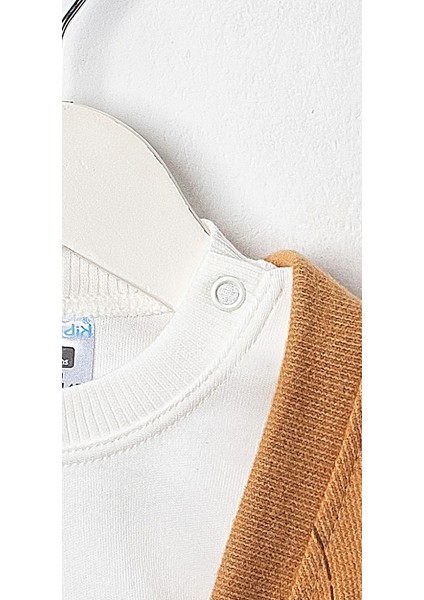 Baby Erkek Bebek 3'lü Selanik Kumaş Hırkalı Takım Ayıcık Hb Baskılı Sweatshirt Beli Lastikli Alt modelleri