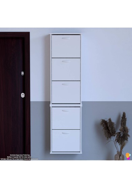 Asil 2 Li Beyaz Asma Ayakkabılık Kapı Önü 5 Düşer Kapak 10 Göz Bölme Ayakkabılık 52X193X25,5 cm fırsatları