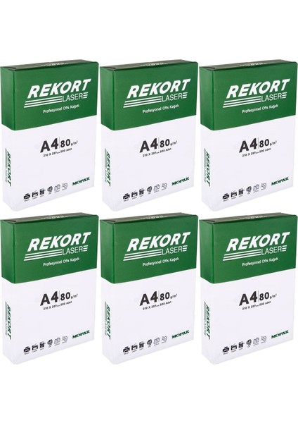 Rekort A4 80GR/M2 Fotokopi Kağıdı 3000 Adet (6PK*500)