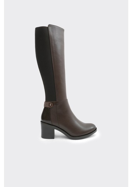 Hakiki Deri Topuklu Kadın Çizme