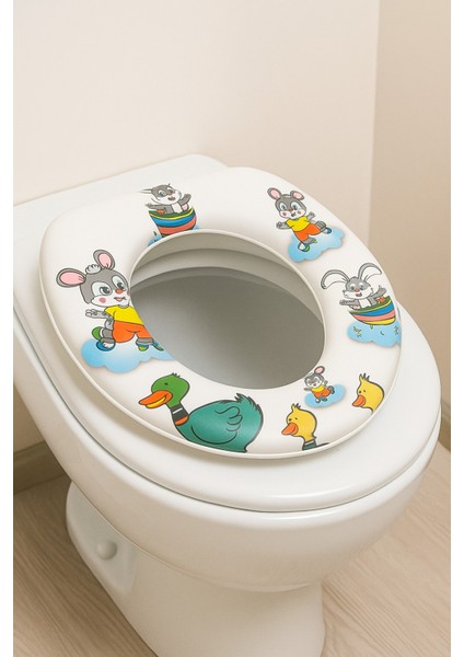 Yumuşak Oturaklı Desenli Taşınabilir Çocuk Klozet Adaptörü
