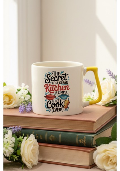 The Secret To A Clean Kitchen Baskılı Sarı D Kulplu Kupa Bardak