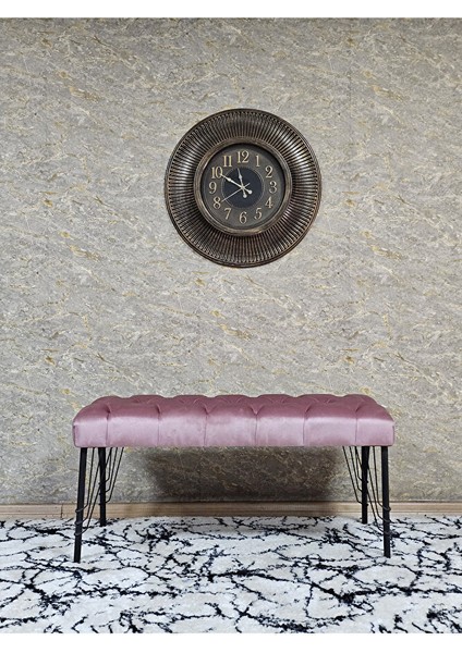 Siyah Boyalı Tel Ayaklı 90 cm Puf Bench - Puf - Bench - Kasalı Oturak - Oturak - Yatak Ucu Puf Pembe Renk 90 x 41 Boyut/ebat modelleri