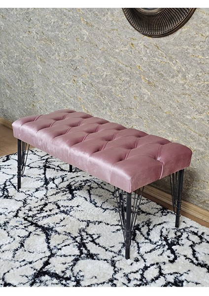 Siyah Boyalı Tel Ayaklı 90 cm Puf Bench - Puf - Bench - Kasalı Oturak - Oturak - Yatak Ucu Puf Pembe Renk 90 x 41 Boyut/ebat fırsatları