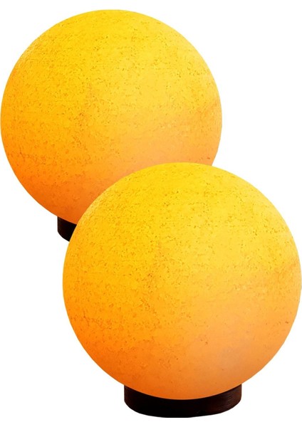 Iki Büyük Boy Çankırı Kaya Tuzu Küre Lambası, Beyaz ve Çok Renkli Paket