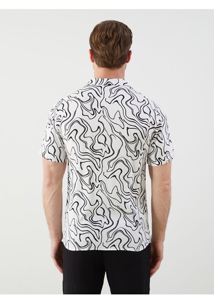 Yeni Sezon Regular Fit Kısa Kollu Desenli Viskon Erkek Gömlek fırsatları