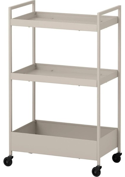 Bej Renkli Metal Servis Arabası, Dayanıklı ve Şık Tasarım