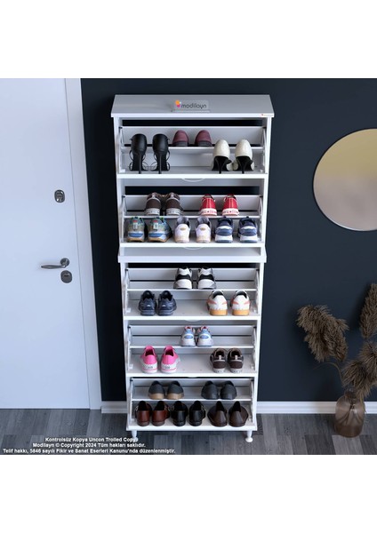 Asil 2 Li Antre Beyaz Renk Ayakkabılık 52 cm 5 Düşer Kapak 10 Raflı Ayakkabılık 52 X193X 25,5 cm fırsatları