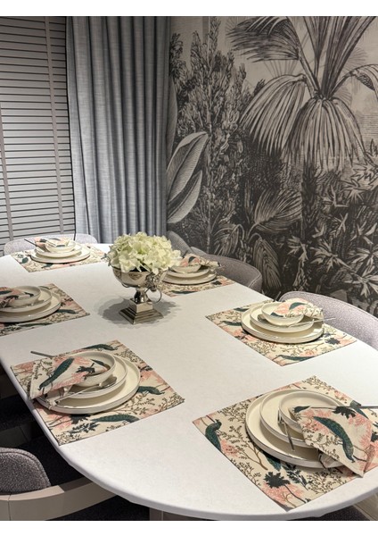 Keten 6’lı Iraz Desen 6 Amerikan Servis &6 Peçete 45X30-30X30