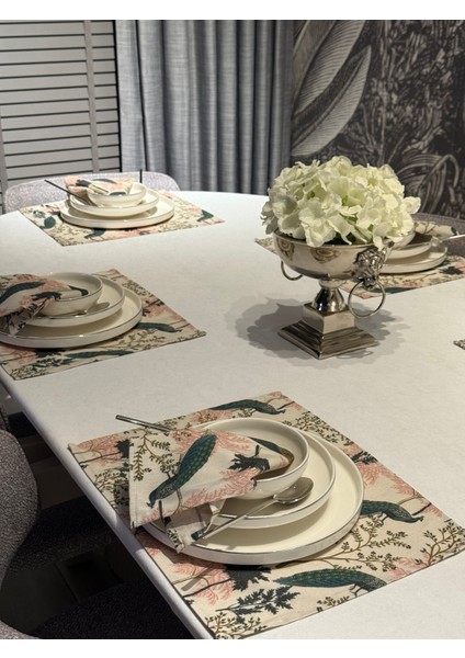 Keten 6’lı Iraz Desen 6 Amerikan Servis &6 Peçete 45X30-30X30 fiyatları