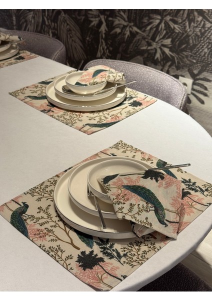 Keten 6’lı Iraz Desen 6 Amerikan Servis &6 Peçete 45X30-30X30 fırsatları