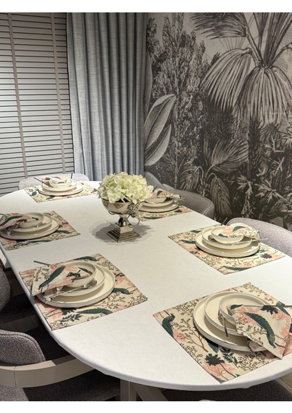 Keten 6’lı Iraz Desen 6 Amerikan Servis &6 Peçete 45X30-30X30 indirimleri