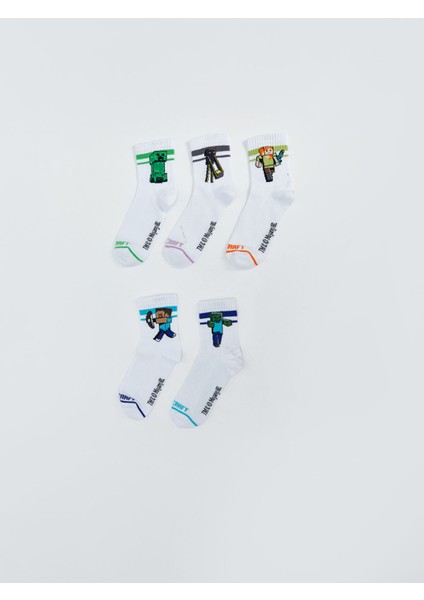 Yeni Sezon Minecraft Desenli Erkek Çocuk Soket Çorap 5'li