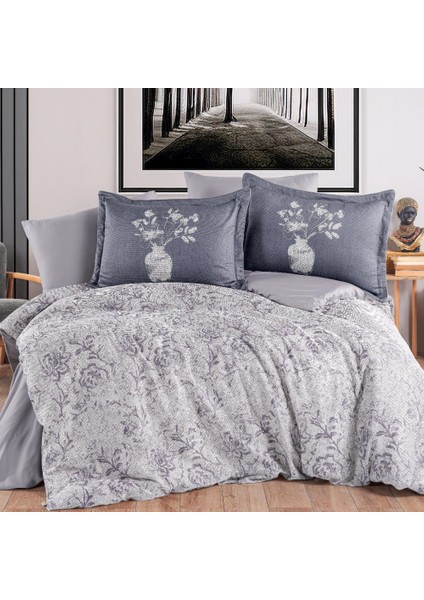 Bolera Gri - Çift Kişilik Saten Nevresim Takımı