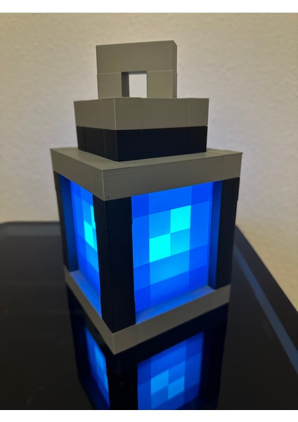 Mavi Minecraft Gece Lambası, Çocuk Odası Dekoru ve Aydınlatma Için Ideal Seçenek