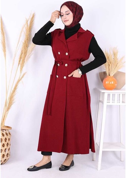 Triko Yelek 18336 Bordo