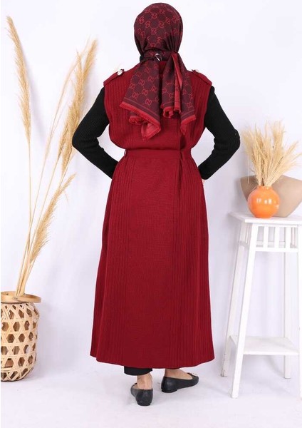 Triko Yelek 18336 Bordo modelleri