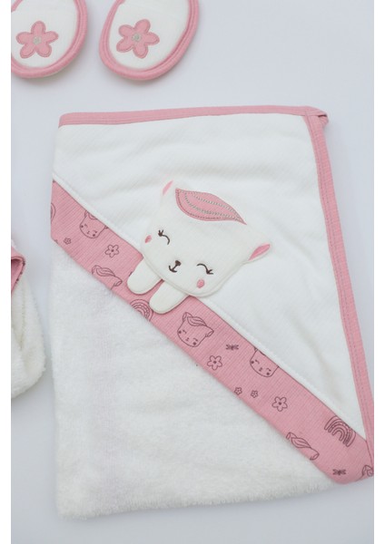 Kız Bebek Lüks Bornoz Takımı Havlu Seti % 100 Pamuk Kumaş 0- 2 Yaş STL7101 fırsatları