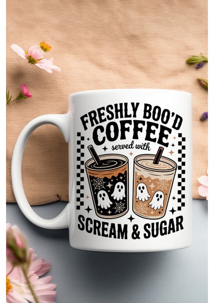 Freshly Bood Coffee Halloween Baskılı Hediyelik Kupa Bardak