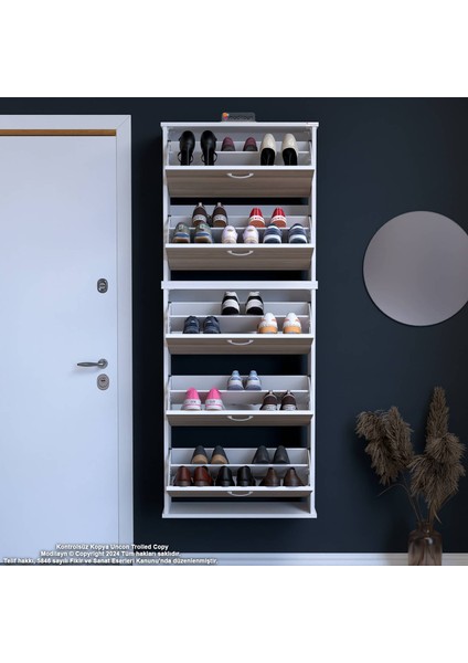 Asil 2 Li Cordoba Renk Asma Ayakkabılık Antre 5 Düşer Kapak 10 Raflı Ayakkabılık 72X181X25,5 cm fırsatları