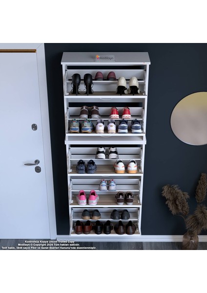 Asil 2 Li Cordoba Renk Asma Ayakkabılık Antre 5 Düşer Kapak 10 Raflı Ayakkabılık 72X181X25,5 cm indirimleri