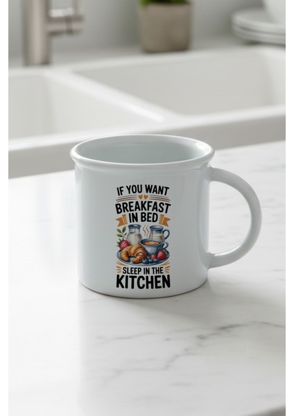 If You Want Breakfast Baskılı Enamel Görünümlü Seramik Vintage Kupa Bardak