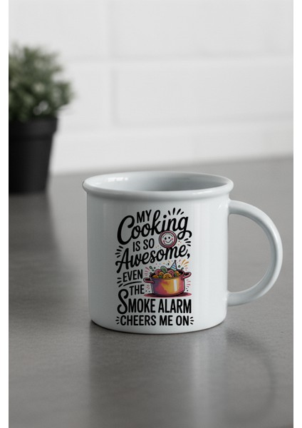 My Cooking Is So Awesome Baskılı Enamel Görünümlü Seramik Vintage Kupa Bardak
