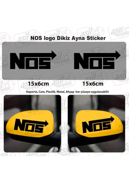 2 Adet Nos Logo Dikiz Ayna Siyah Sticker, Araba Etiket, Tuning, Aksesuar, Modifiye, Arma,