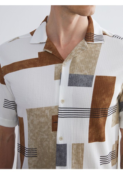 Yeni Sezon Regular Fit Kısa Kollu Desenli Viskon Erkek Gömlek modelleri