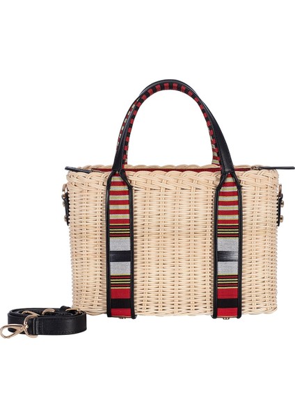 Purki - Siyah Deri Çizgi Desen El ve Omuz Çantası fiyatları