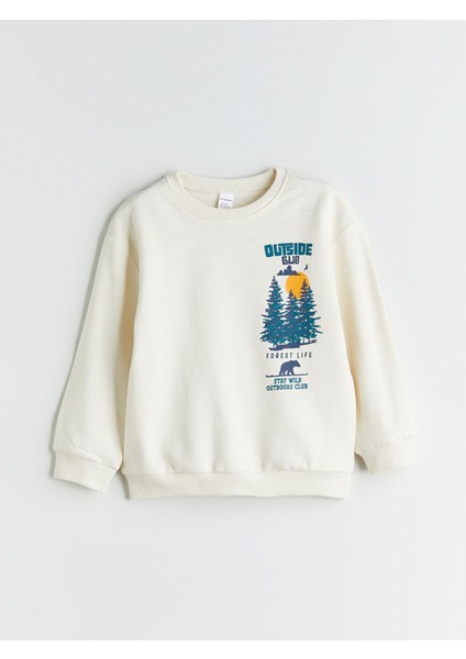 Yeni Sezon Bisiklet Yaka Baskılı Erkek Çocuk Sweatshirt 2'li modelleri