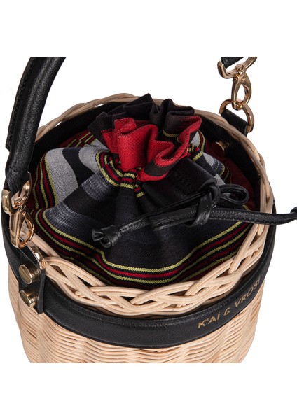 Okordule - Siyah Deri Renkli Çizgili El Çantası modelleri