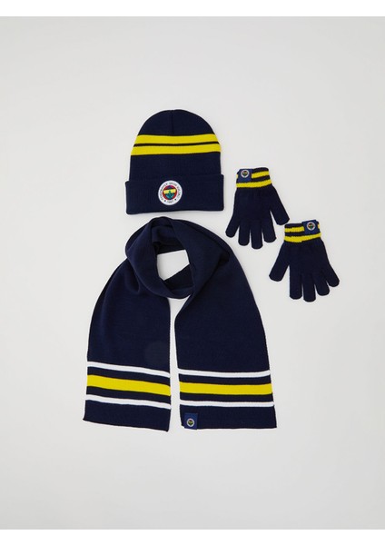 Yeni Sezon Fenerbahçe Nakışlı Erkek Çocuk Atkı Bere Eldiven