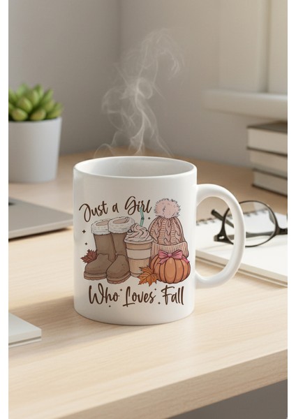Just A Girl Who Loves Fall No:2 Baskılı Hediyelik Kupa Bardak