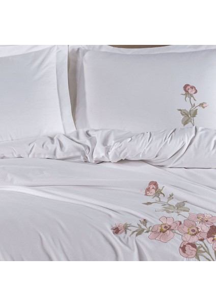 Premium Palmyra Beyaz - Poplin Çift Kişilik Nakışlı Nevresim Takımı fiyatları