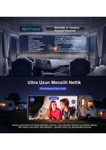 Nif Bilişim 3mp Full-Color Gece Renkli Kablosuz Karavan Kamerası Wifi Pencere Kamerası indirimleri