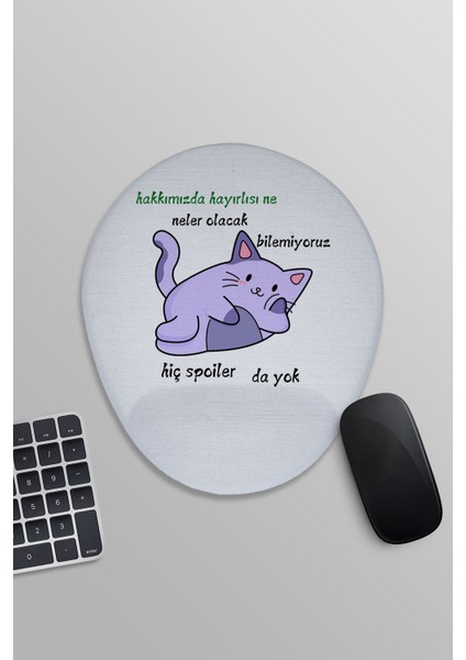 Hiç Spoiler Yok Komik Eğlenceli Hediyelik Baskılı Oval Bilek Destekli Mousepad