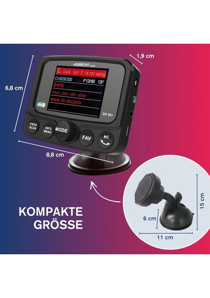 Dr 56+ Dab+ Fm Transmitter | Bluetooth Araç Radyo Adaptörü, Tft Ekranlı, Eller Serbest ve Müzik Yayın Destekli