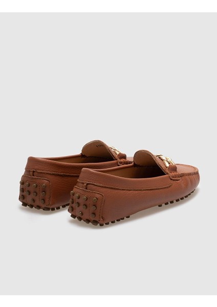 Hakiki Deri Taba Tokalı Kadın Loafer modelleri