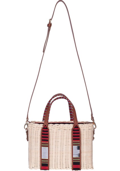 Purki - Taba Deri Çizgi Desen El ve Omuz Çantası