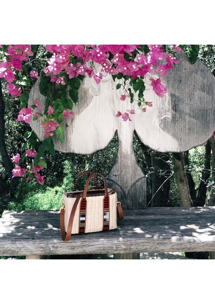 Purki - Taba Deri Çizgi Desen El ve Omuz Çantası