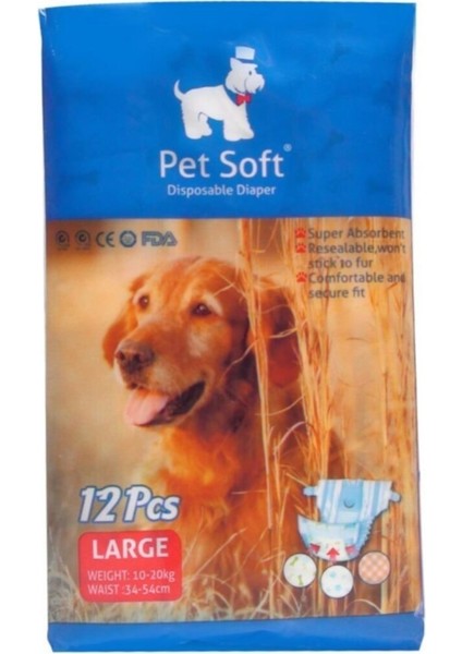 Yumuşak Köpek Iç Alt Tuvalet Bezi Büyük 34-54CM 12 Adet