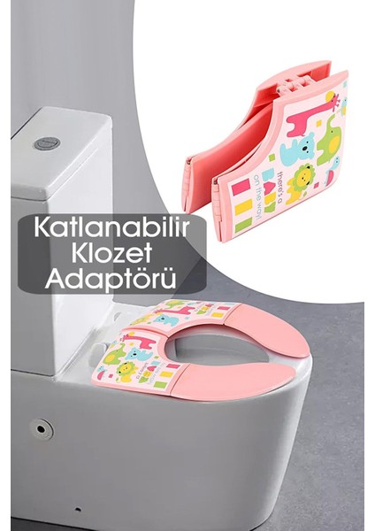 Pembe Katlanabilir Bebek Klozet Oturağı, Seyahat ve Eğitim Için Pratik ve Hijyenik