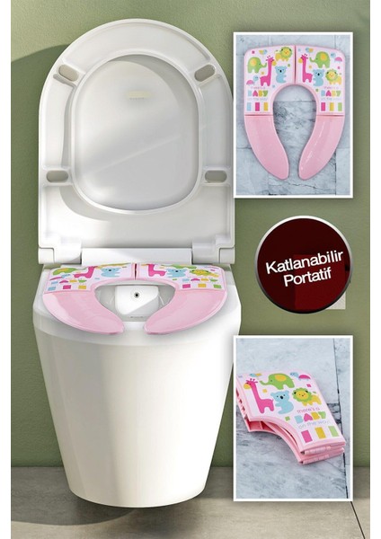 Pembe Katlanabilir Bebek Klozet Oturağı, Seyahat ve Eğitim Için Pratik ve Hijyenik fiyatları