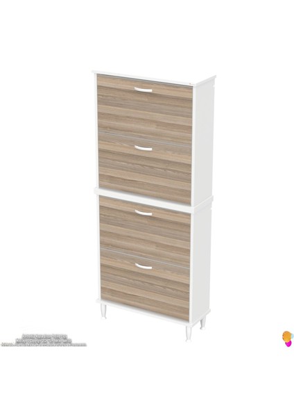 Asaf 2 Li Cordoba Renk Kapı Önü Ayakkabılık 4 Düşer Kapak 8 Göz Bölmeli Ayakkabılık 72X160 X25,5 cm indirimleri
