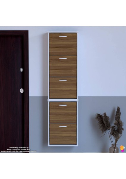 Asil 2 Li Ceviz Renk Asma Ayakkabılık Kapı Önü 5 Düşer Kapak 10 Göz Ayakkabılık 52X181X26 cm fırsatları