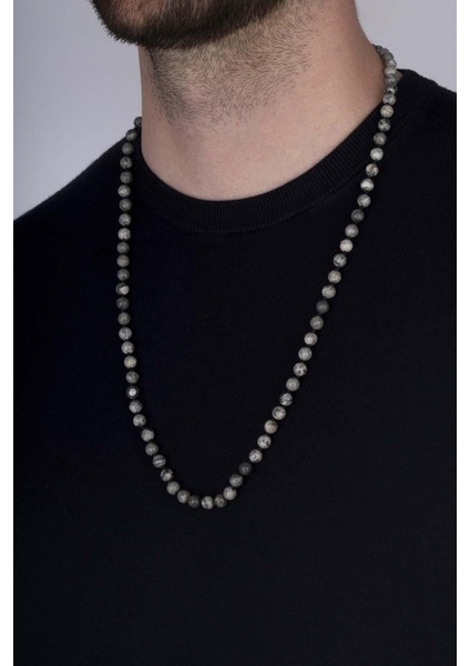 Yuvarlak Kesim Jasper Taşı Doğal Taş Erkek Kolye modelleri