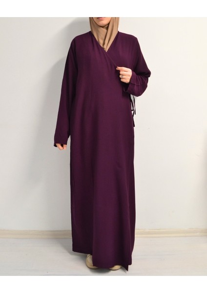Kruvaze Yandan Bağlamalı Namaz Elbisesi – %100 Viskon- Rahat Kalıp