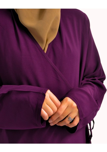 Kruvaze Yandan Bağlamalı Namaz Elbisesi – %100 Viskon- Rahat Kalıp fiyatları