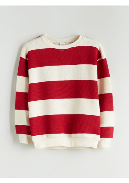 Yeni Sezon Bisiklet Yaka Çizgili Erkek Çocuk Sweatshirt